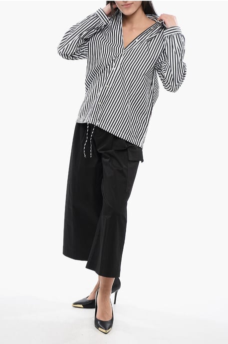 Awning Gestreiftes YARN-Shirt mit Kordelzug in Schwarz und Weiß - Image 4