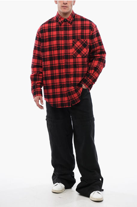 Kariertes, gefüttertes Flanell-Overshirt in Rot - Image 4