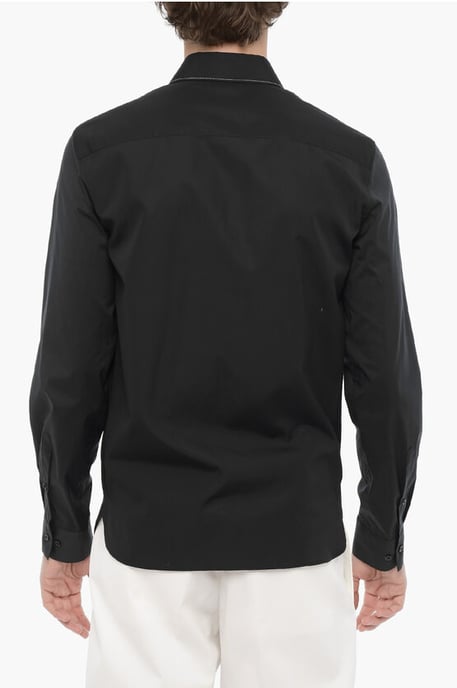 Slim Fit CUT OUT BOLT Hemd mit versteckter Knopfleiste in Schwarz - Image 2