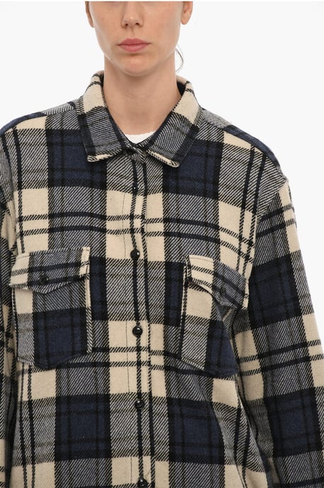 EXPLORER Overshirt mit Karomuster und doppelter Brusttasche in Blau - Image 3
