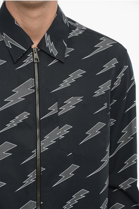 Bedrucktes Overshirt mit Reißverschluss in Blau - Image 3