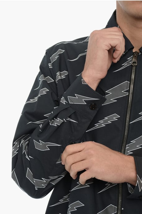 Bedrucktes Overshirt mit Reißverschluss in Blau - Image 4