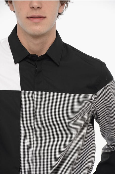 Patchwork-Baumwollhemd in Schwarz & Weiß - Image 3