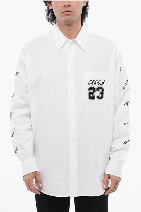 Oversize Fit 23 Besticktes Hemd in Weiß - Image 1