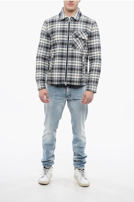 Wattiertes kariertes TIMBER Overshirt in Blau - Image 4