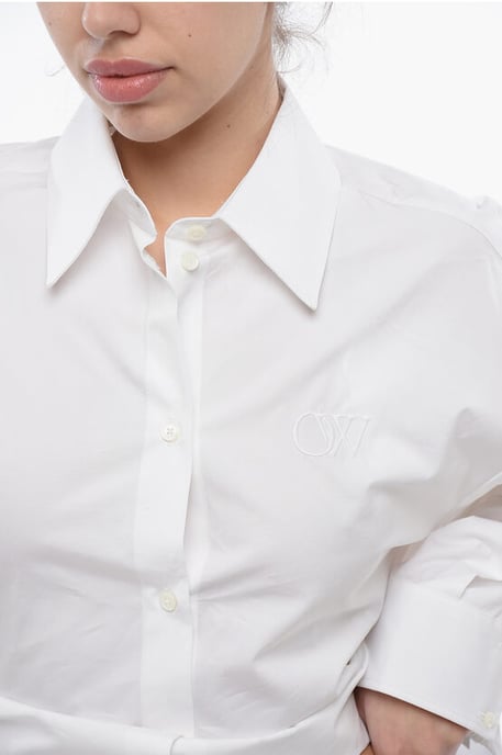 Doppellagiges BOOKISH Shirt mit gesticktem Logo in Weiß - Image 3