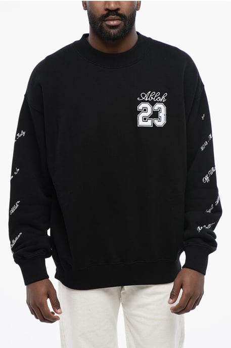 Baumwoll-Sweatshirt mit Rundhalsausschnitt und 23-Logo-Skate-Motiv und Kontrast-Stickerei in Schwarz - Image 1