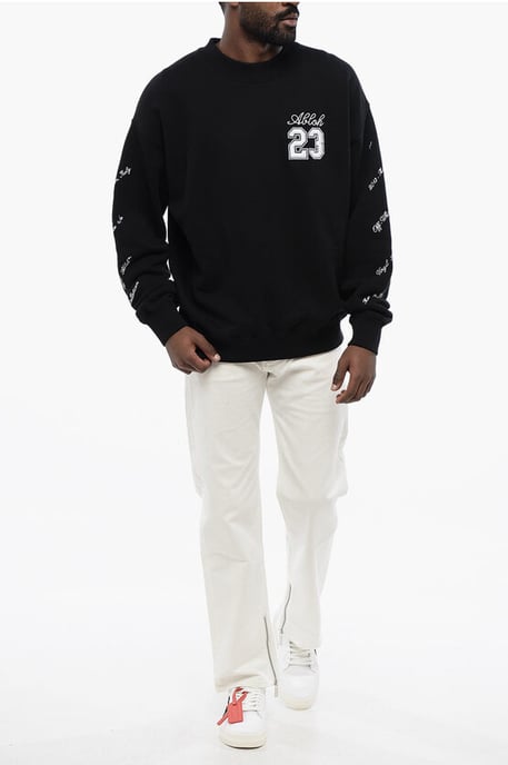 Baumwoll-Sweatshirt mit Rundhalsausschnitt und 23-Logo-Skate-Motiv und Kontrast-Stickerei in Schwarz - Image 4