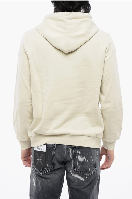 Hoodie aus gebürsteter Baumwolle mit gesticktem Logo in Beige - Image 2