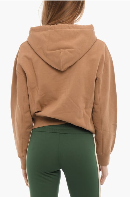 Hoodie aus gebürsteter Baumwolle mit aufgedrucktem Logo in Braun - Image 2