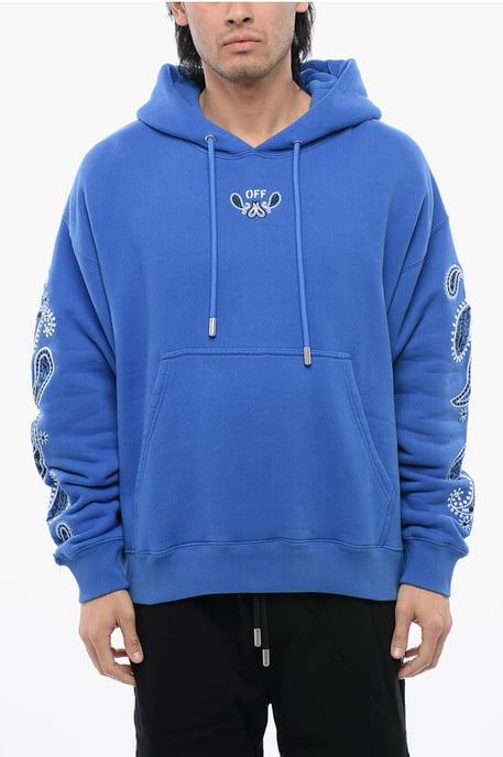 Bestickter BANDANA ARROW Hoodie aus gebürsteter Baumwolle in Blau - Image 1