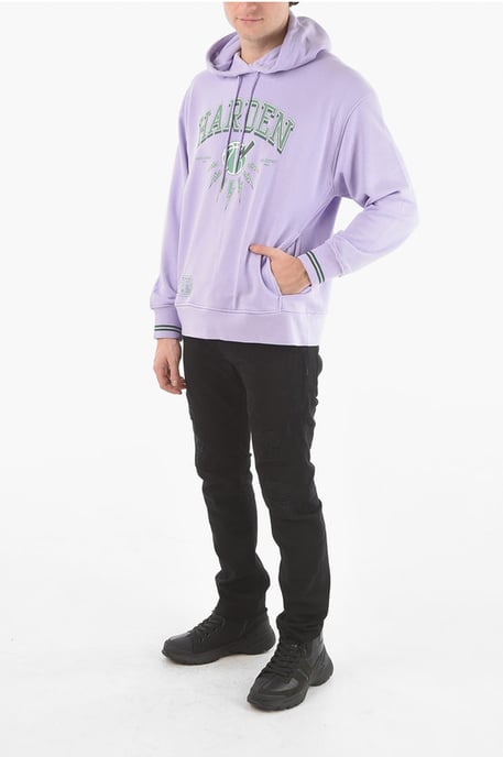 JAMES HARDEN x NEIL BARRETT Easy Fit Hoodie mit aufgedrucktem Logo in Violett - Image 4