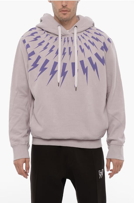 Fleece-Baumwoll-FAIRISLE-THUNDERBOLT-Hoodie in Violett - Image 1