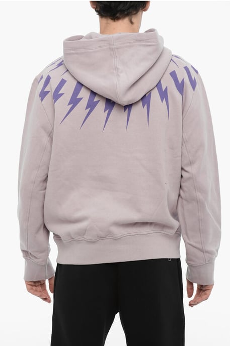 Fleece-Baumwoll-FAIRISLE-THUNDERBOLT-Hoodie in Violett - Image 2