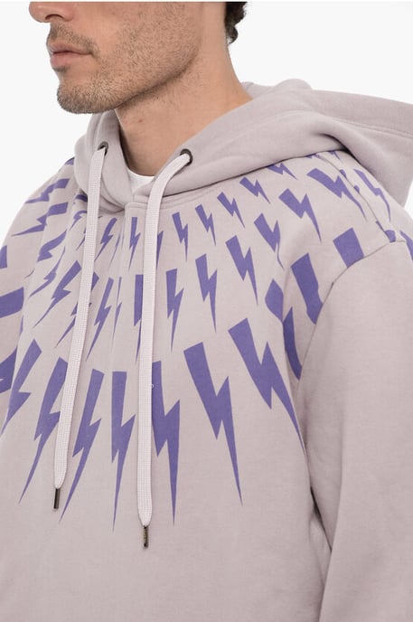 Fleece-Baumwoll-FAIRISLE-THUNDERBOLT-Hoodie in Violett - Image 3