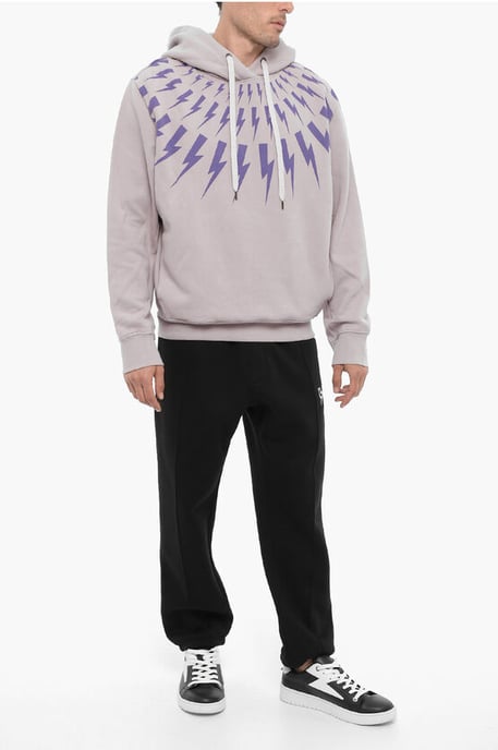 Fleece-Baumwoll-FAIRISLE-THUNDERBOLT-Hoodie in Violett - Image 4