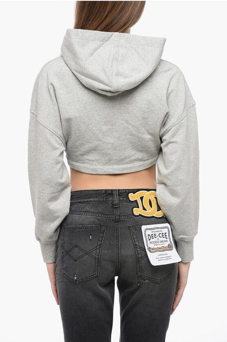 Kurzer Hoodie aus Baumwolle in Grau - Image 2