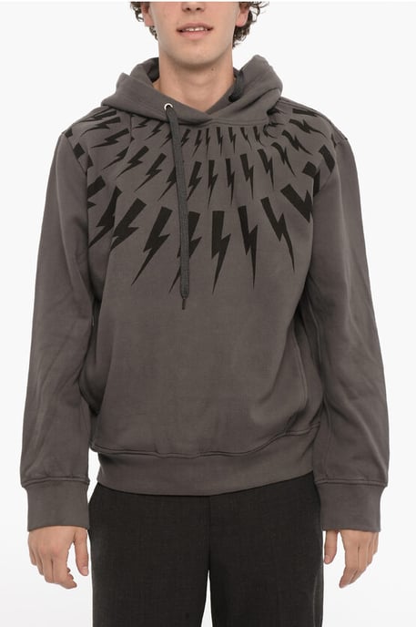 Easy Fit-Kapuzenpullover mit ThunderBolt-Print in Grau - Image 1