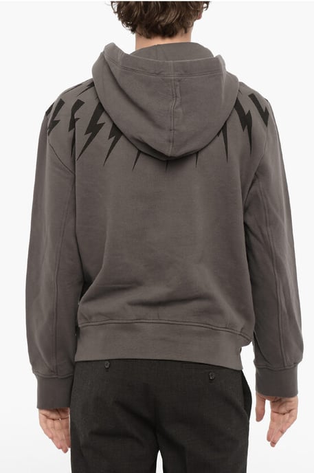 Easy Fit-Kapuzenpullover mit ThunderBolt-Print in Grau - Image 2