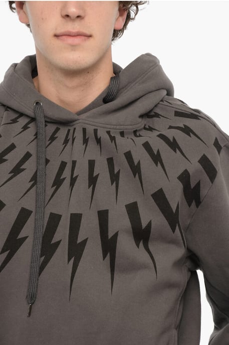 Easy Fit-Kapuzenpullover mit ThunderBolt-Print in Grau - Image 3