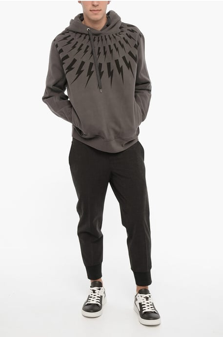 Easy Fit-Kapuzenpullover mit ThunderBolt-Print in Grau - Image 4
