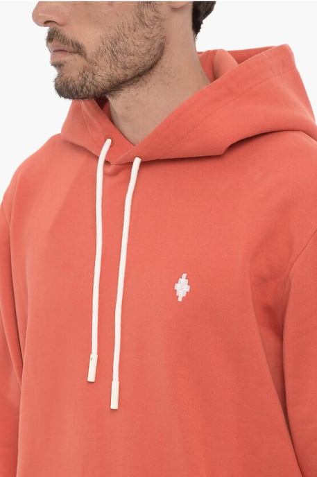 Hoodie aus gebürsteter Baumwolle in Orange - Image 3