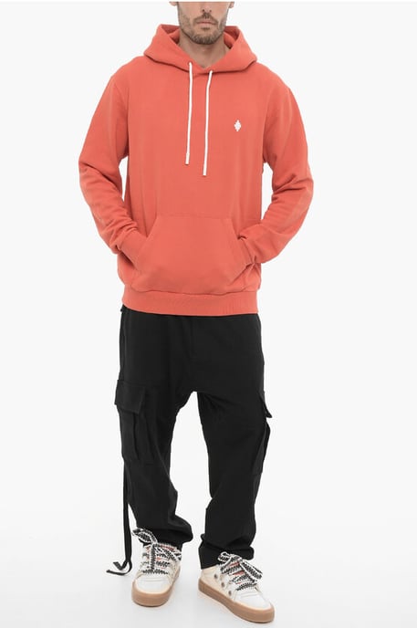 Hoodie aus gebürsteter Baumwolle in Orange - Image 4