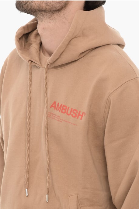 Fleece-Hoodie aus Baumwolle mit zwei Taschen in Braun - Image 3