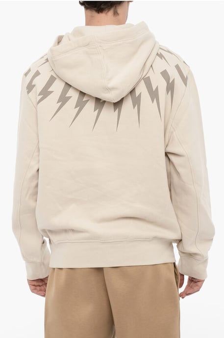 Fleece-Baumwoll-FAIRISLE-THUNDERBOLT-Hoodie in Beige - Image 2