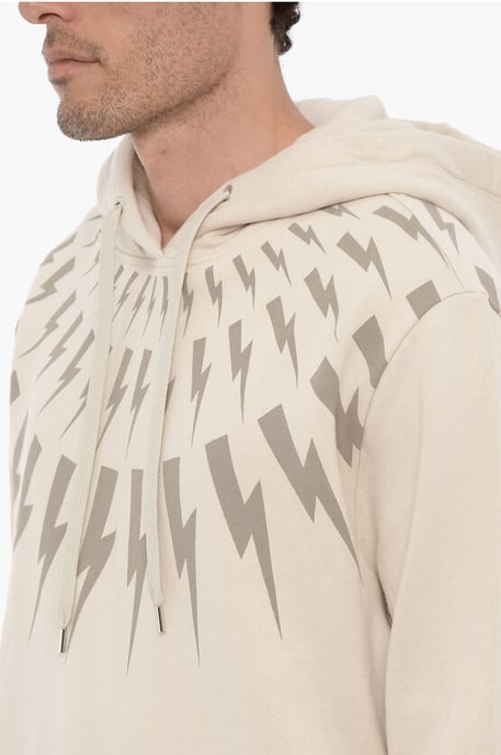 Fleece-Baumwoll-FAIRISLE-THUNDERBOLT-Hoodie in Beige - Image 3