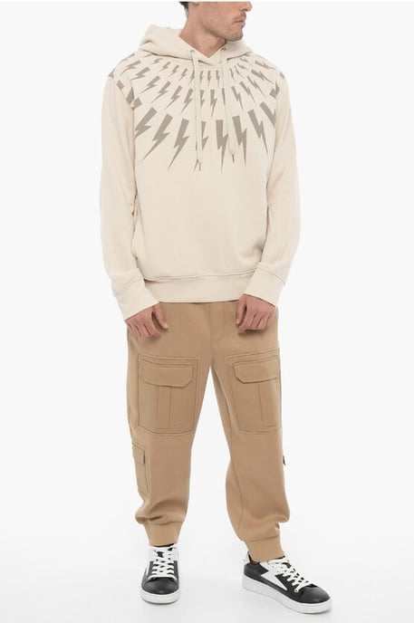 Fleece-Baumwoll-FAIRISLE-THUNDERBOLT-Hoodie in Beige - Image 4