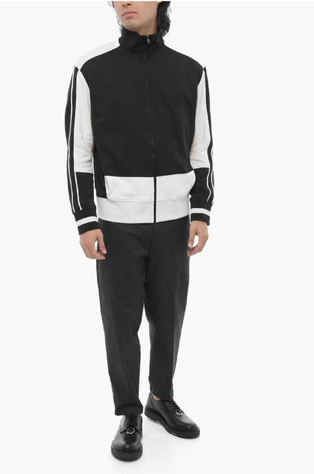 Zweifarbiges SPORT MODERNIST Sweatshirt mit Reißverschluss in Schwarz & Weiß - Image 4