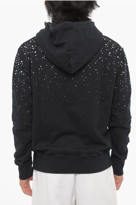 Off-White Hoodie aus gebürsteter Baumwolle mit Schmucksteinen - Schwarz - Image 2