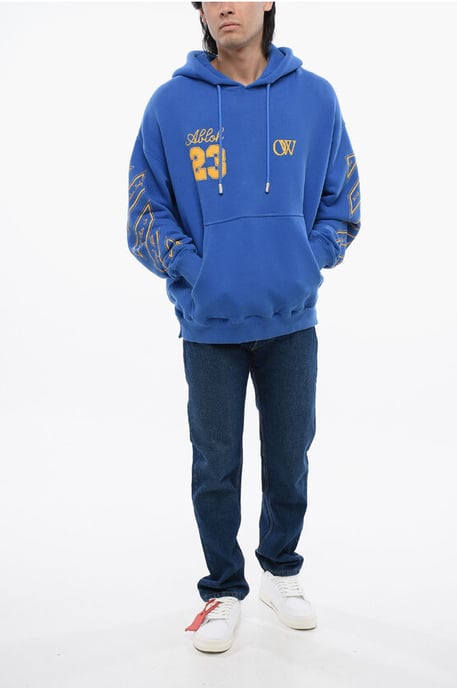 OW23 Skate Fit Hoodie aus gebürsteter Baumwolle in Blau - Image 4