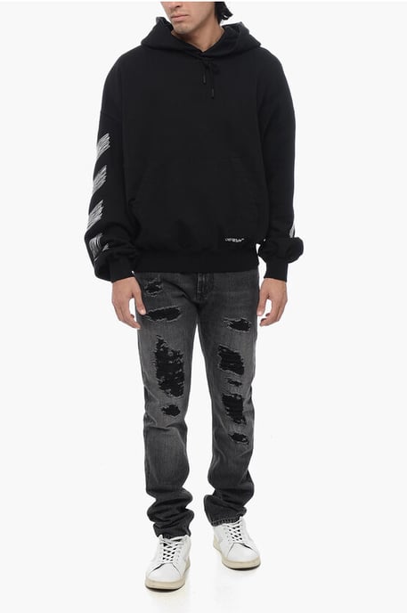 Off-White Scribble Diag Boxy Hoodie schwarz in Übergröße - Image 4