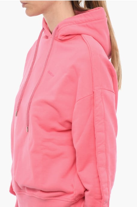 Hoodie aus gebürsteter Baumwolle in Rosa - Image 3