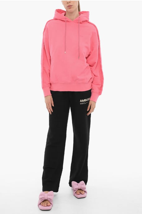Hoodie aus gebürsteter Baumwolle in Rosa - Image 4