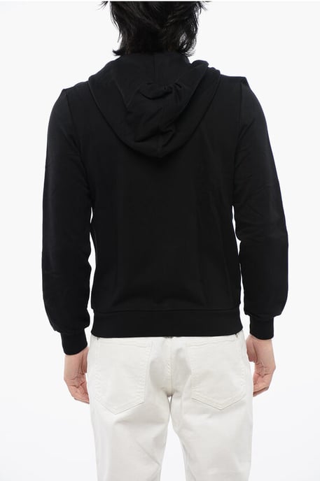 Kapuzenpullover aus gebürsteter Baumwolle mit Reißverschluss und Strass-Tribal in Schwarz - Image 2