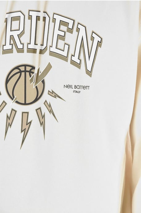 JAMES HARDEN x NEIL BARRETT Easy Fit Hoodie mit aufgedrucktem Logo in Beige - Image 3