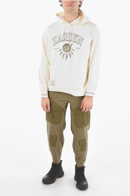JAMES HARDEN x NEIL BARRETT Easy Fit Hoodie mit aufgedrucktem Logo in Beige - Image 4