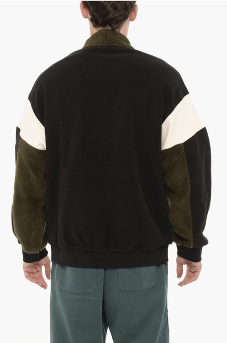 Fleece-KIMONO-Sweatshirt mit Farbblock in Nero, Verde - Image 2