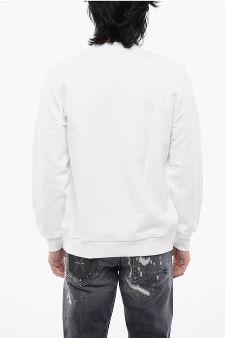 Sweatshirt aus gebürsteter Baumwolle mit Rundhalsausschnitt und Logo-Print in Weiß - Image 2