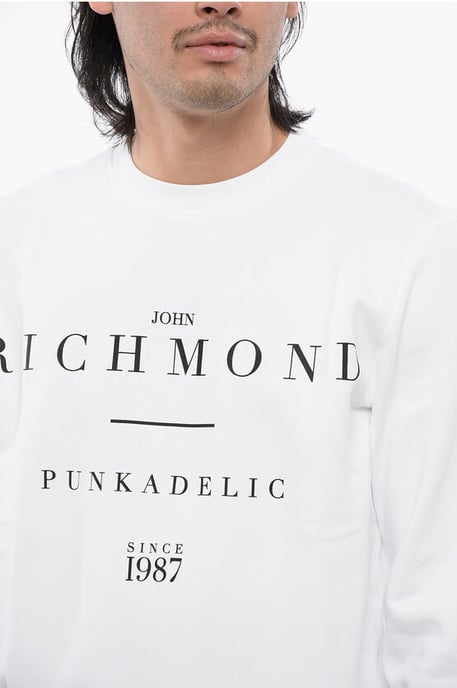 Sweatshirt aus gebürsteter Baumwolle mit Rundhalsausschnitt und Logo-Print in Weiß - Image 3