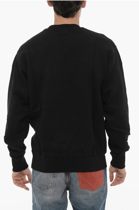 Sweatshirt aus gebürsteter Baumwolle mit Rundhalsausschnitt und aufgedrucktem Logo in Schwarz - Image 2