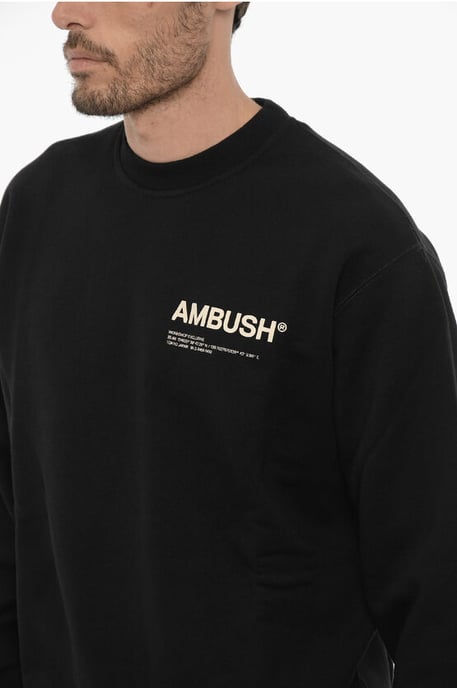 Sweatshirt aus gebürsteter Baumwolle mit Rundhalsausschnitt und aufgedrucktem Logo in Schwarz - Image 3