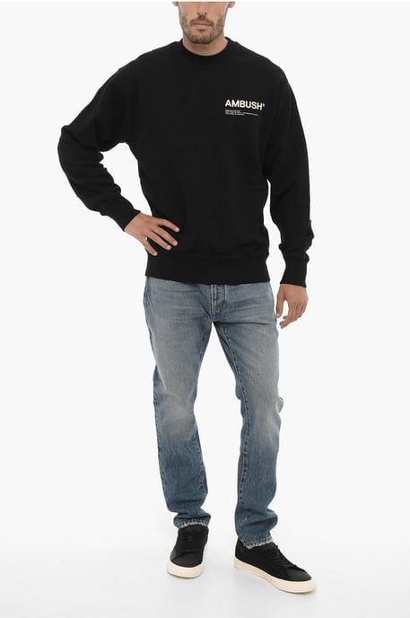 Sweatshirt aus gebürsteter Baumwolle mit Rundhalsausschnitt und aufgedrucktem Logo in Schwarz - Image 4