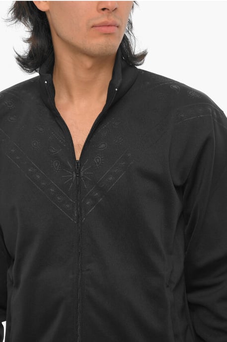 Einfarbiges Sweatshirt mit Bandana-Motiv und Reißverschluss in Schwarz - Image 3