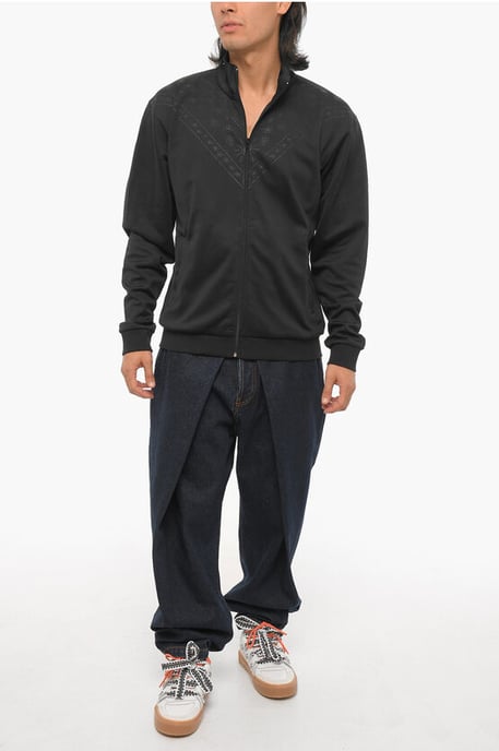 Einfarbiges Sweatshirt mit Bandana-Motiv und Reißverschluss in Schwarz - Image 4
