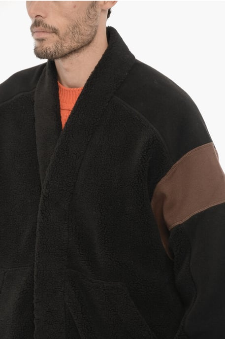 Fleece-Zweifarbiges KIMONO-Sweatshirt in Marrone, Nero - Image 3