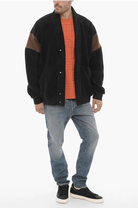 Fleece-Zweifarbiges KIMONO-Sweatshirt in Marrone, Nero - Image 4